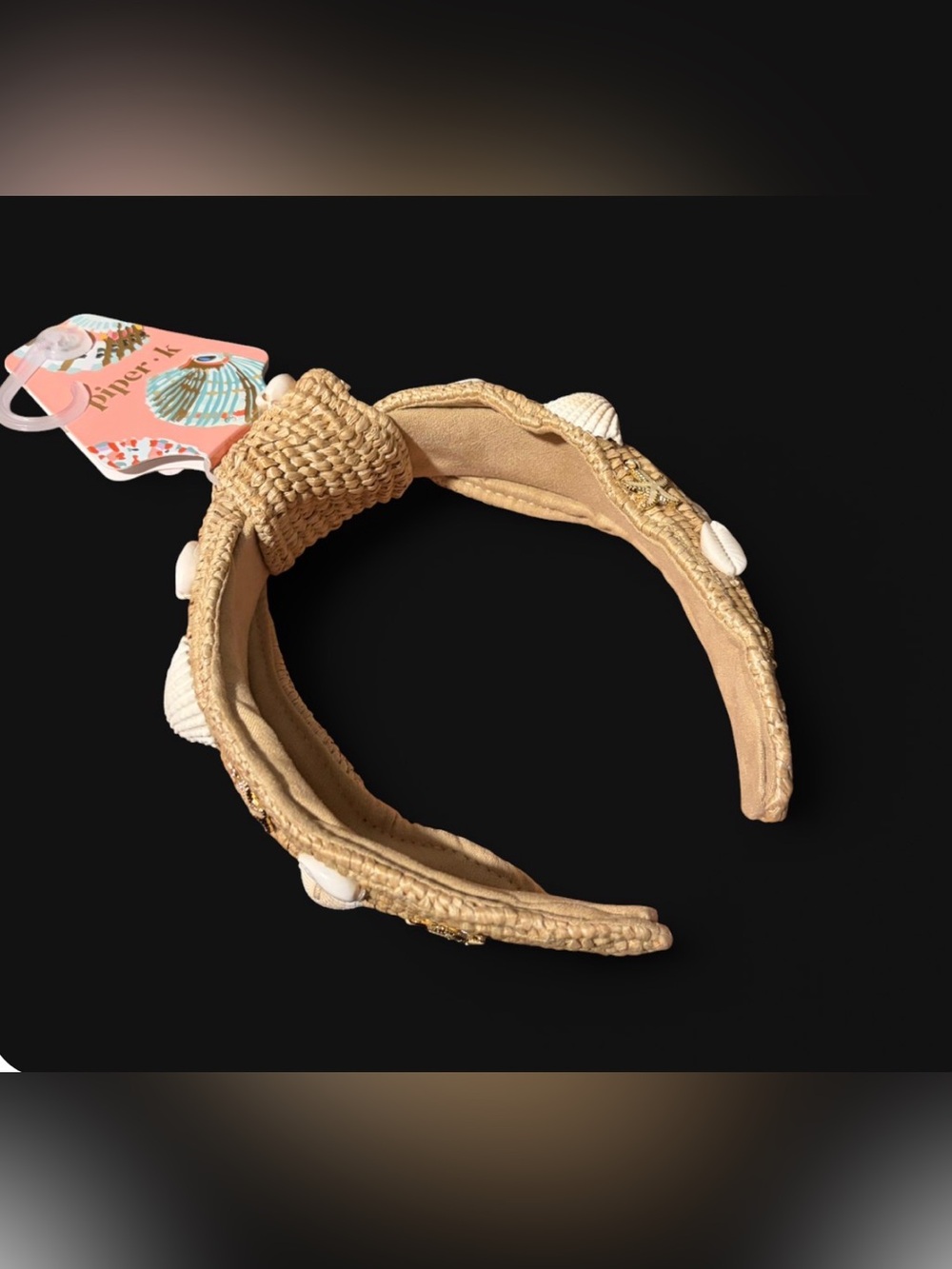 Piper K Beige Woven Shell Headband